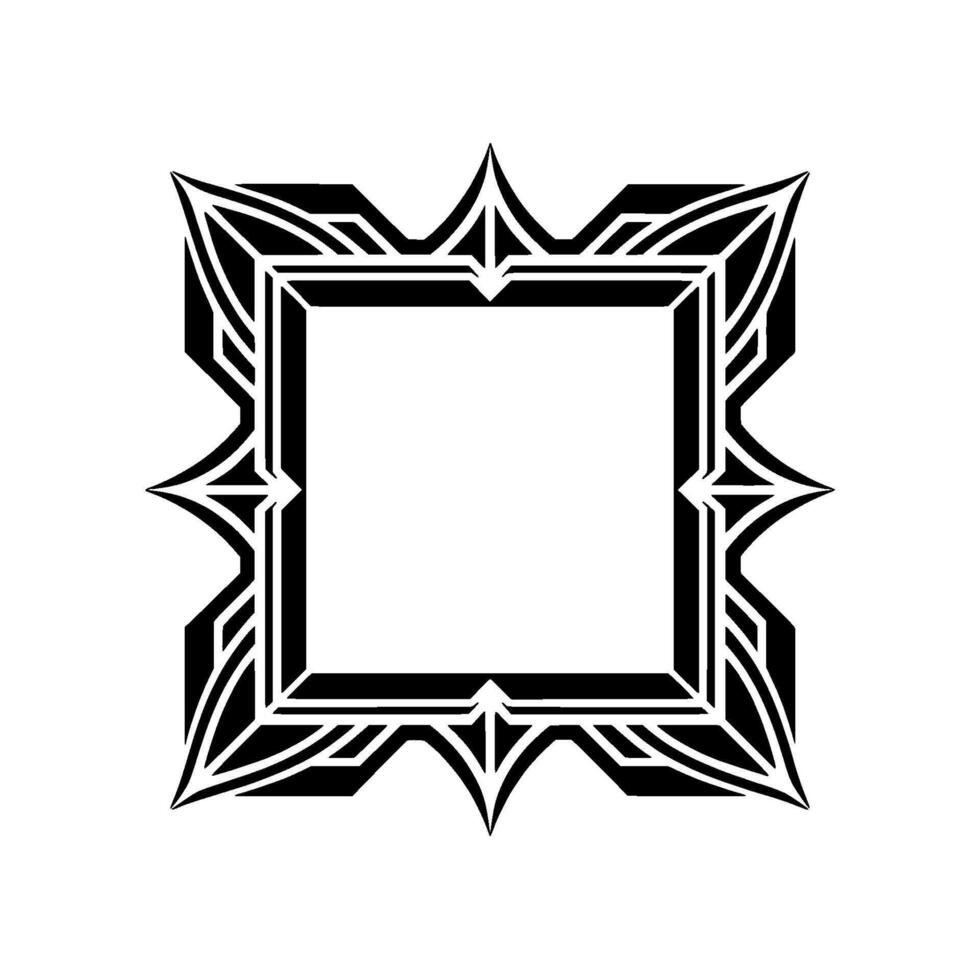 Art Deco Square Frame, Geometric Black and White , Illustration vector