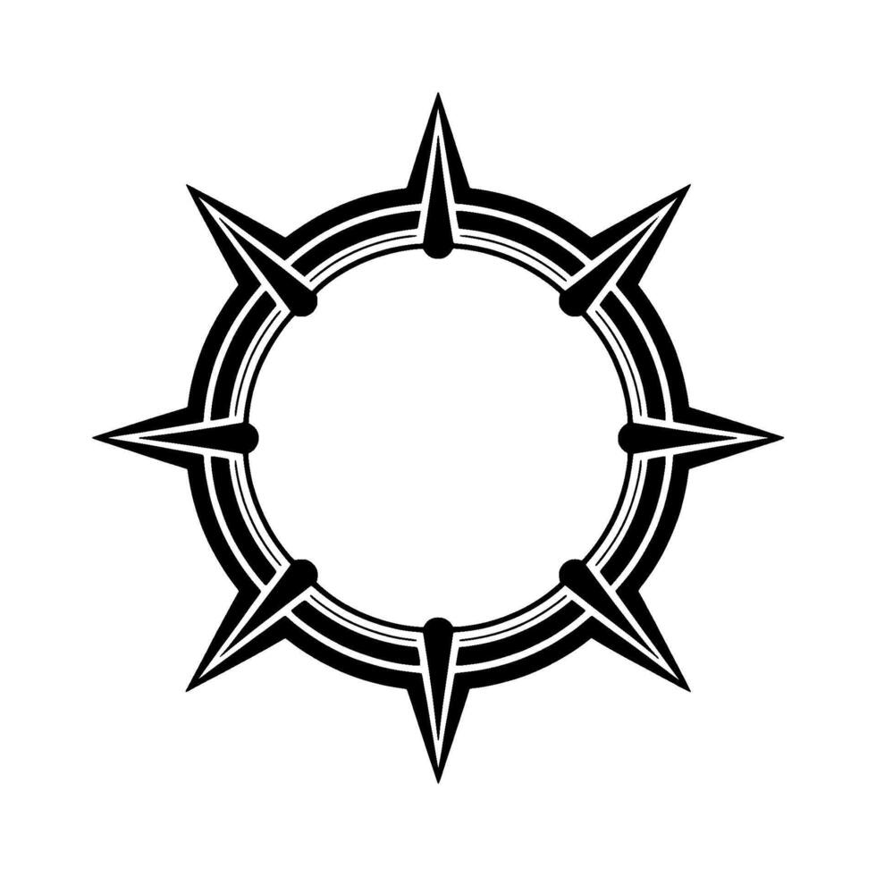 Geometric Spike Ring Element Black and White Minimalist vector