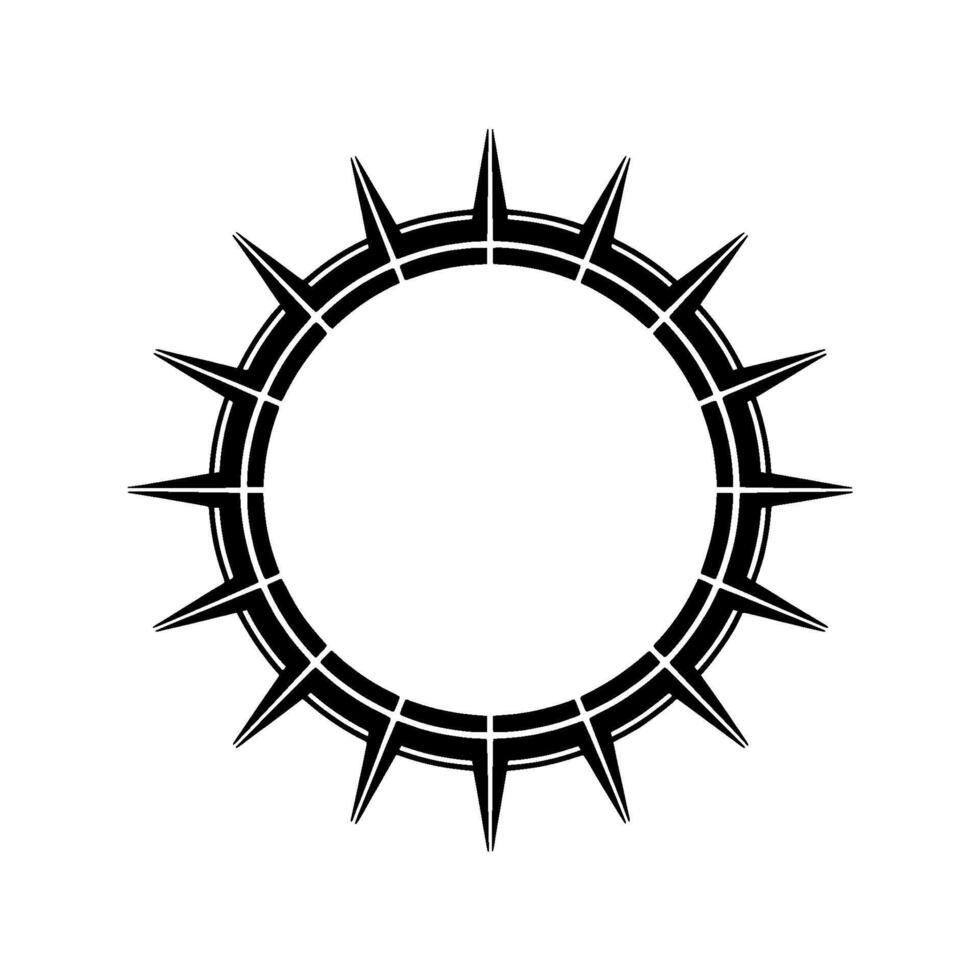 Geometric Black Spike Circle on White, Minimalist vector