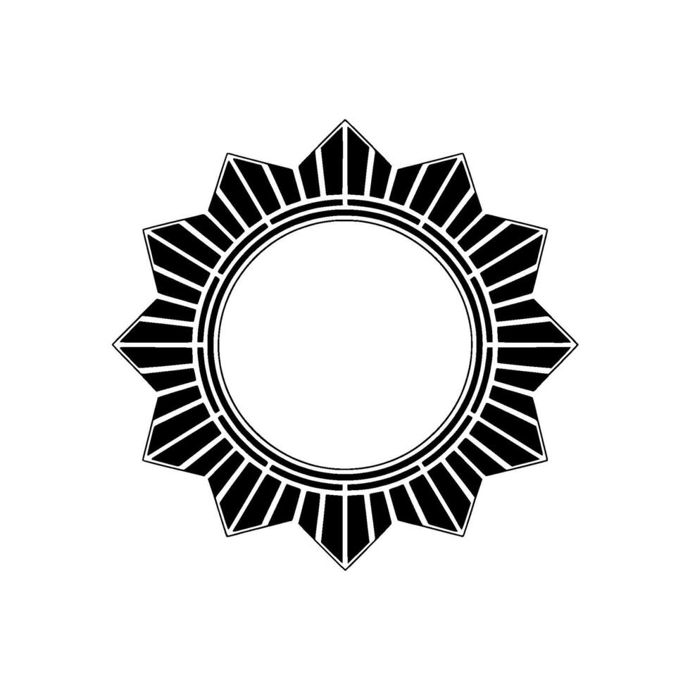 Geometric Sunburst Frame Minimalist Black and White vector