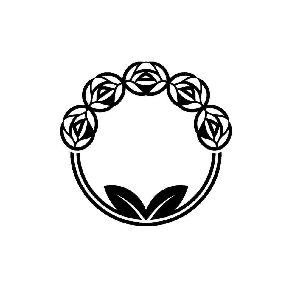 Elegant Floral Wreath, Minimalist Black White vector