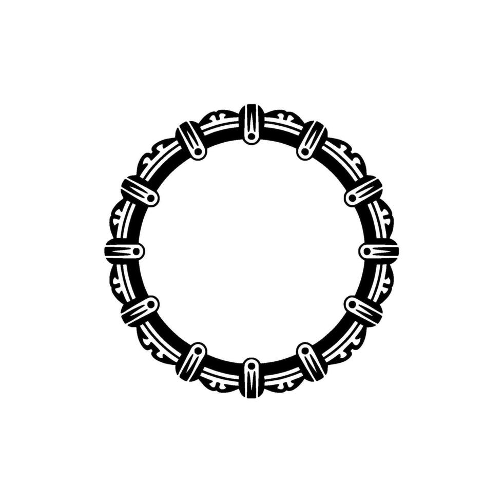 Ornate Black Circle Frame Illustration, Decorative vector