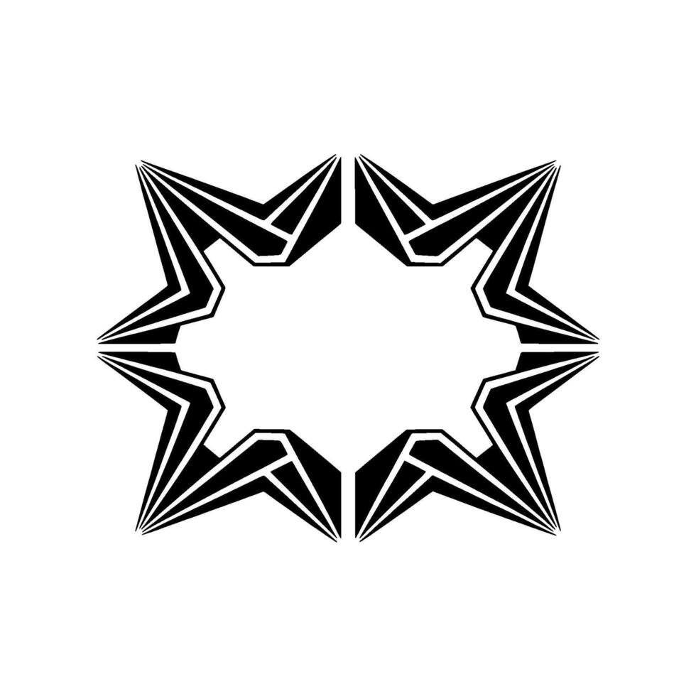 Geometric Starburst Frame Minimalist Black and White, Border vector