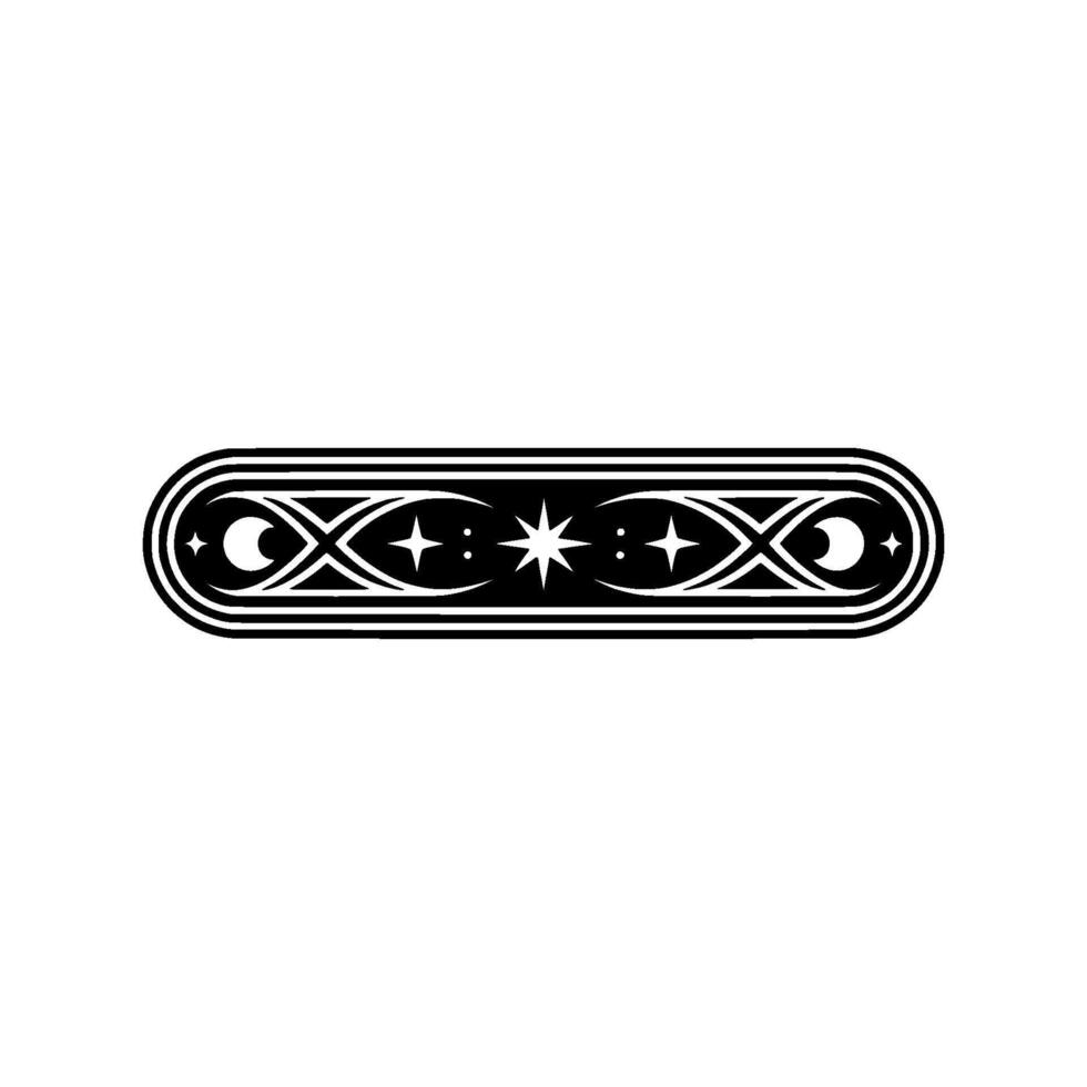 Minimalist Celestial Ornament Crescent Moons, Stars, Decorative Border vector
