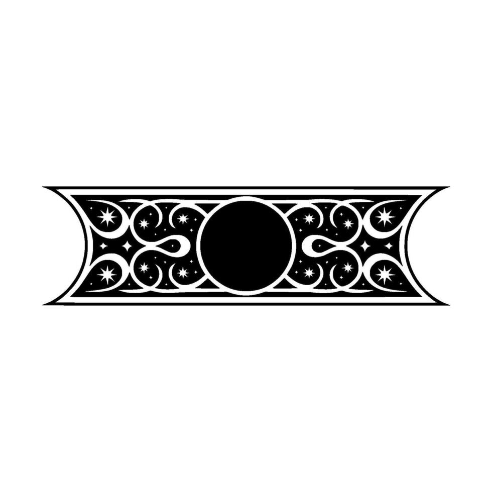 Celestial Banner Element Ornate Black White vector