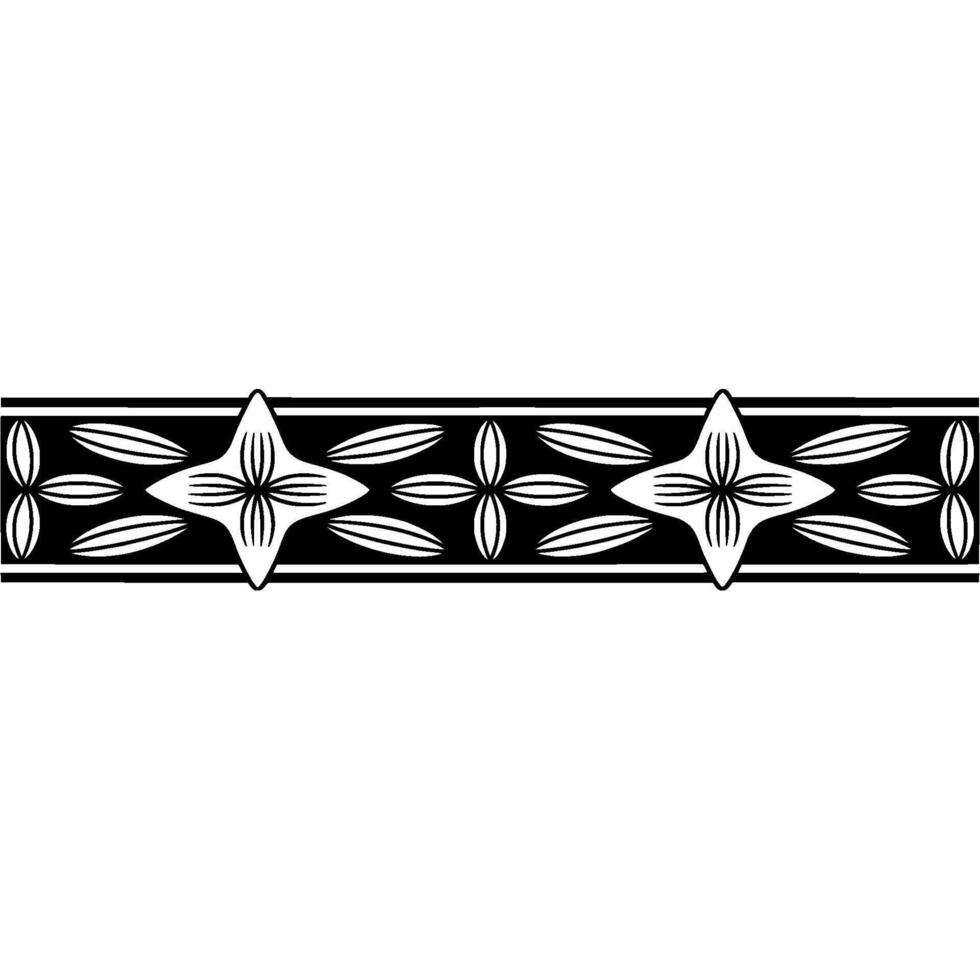 Minimalist Black White Floral Pattern Border vector