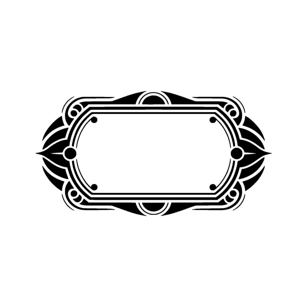 Ornate Black Frame on White Deco-Inspired Element vector