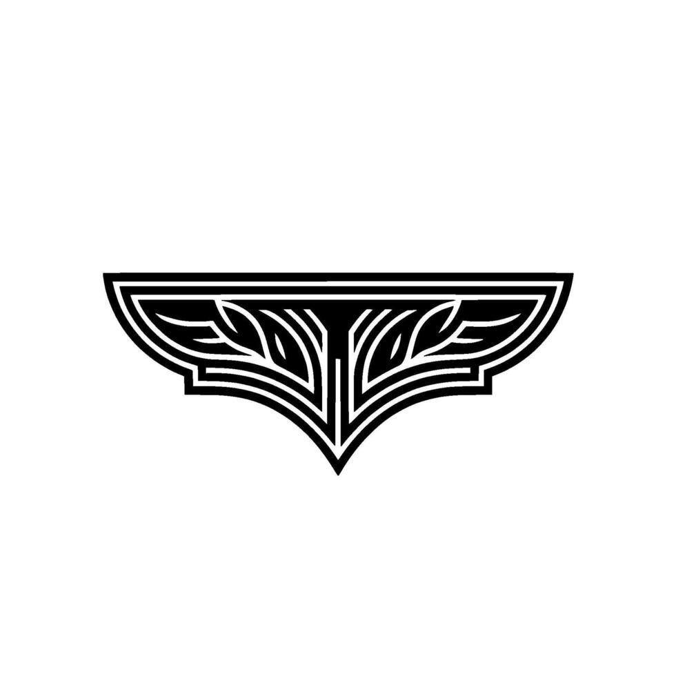 Decorative Black White Leaf Element on White Background vector