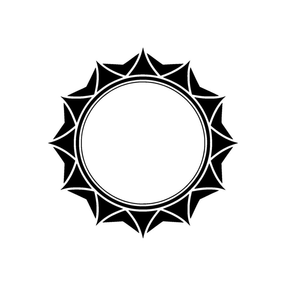 Minimalist Black and White Sunburst Circle Frame Illustration, Clean and Geometric vector