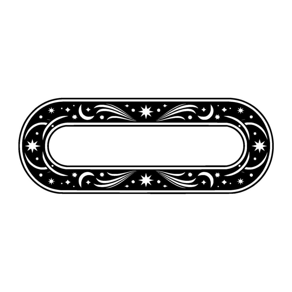 Celestial Oval Frame Stars, Moons, and Swirls - Minimalist vector