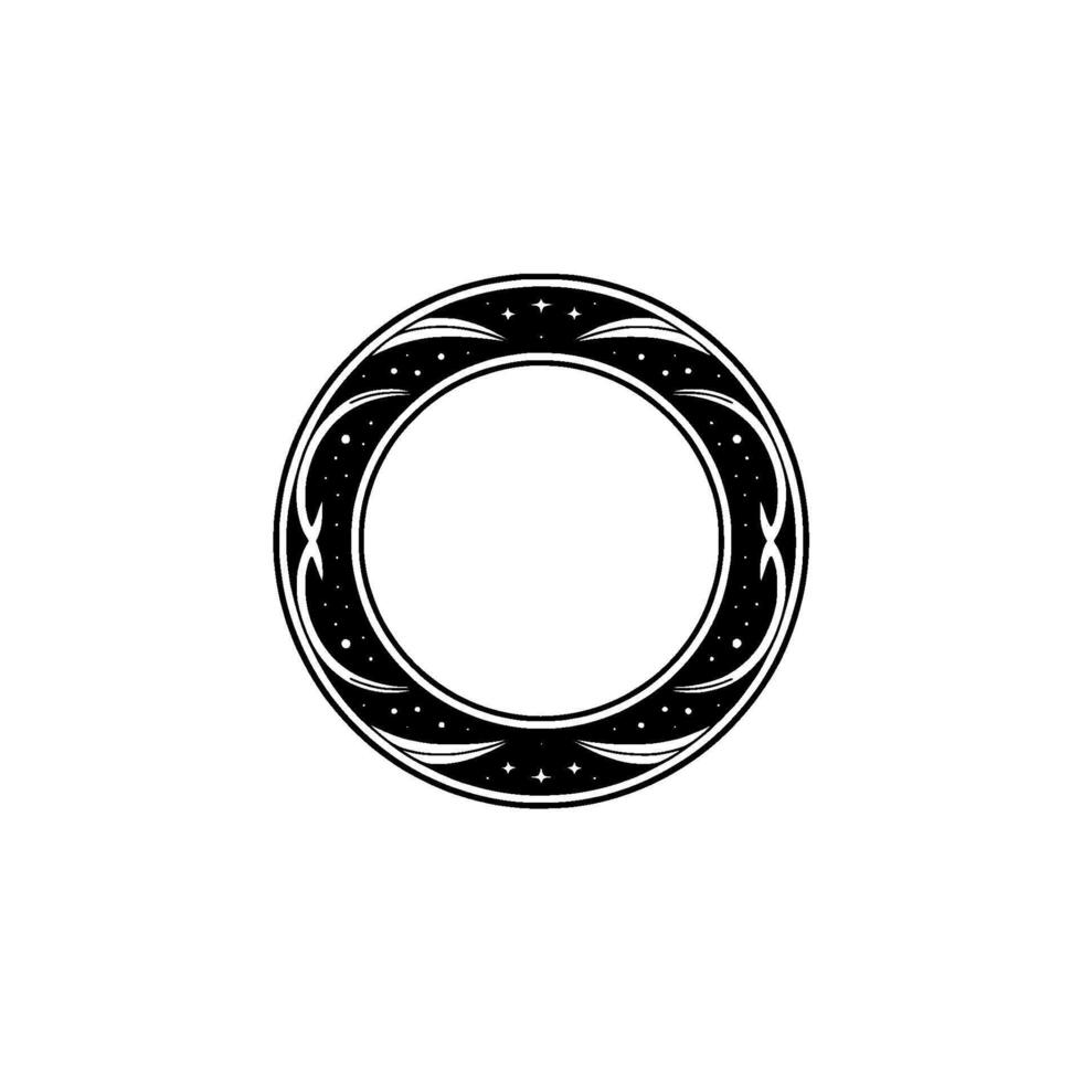 Celestial Circular Frame Minimalist Black White vector