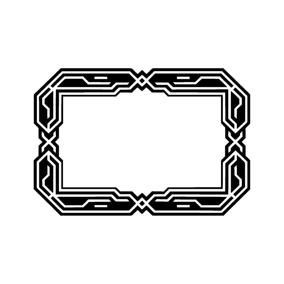 Geometric Deco Frame, Black and White Illustration vector