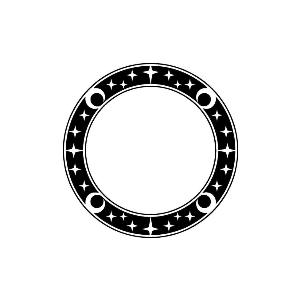 Celestial Circle Emblem Stars, Moons, Decorative Border vector