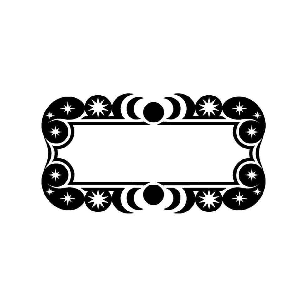 Celestial Frame with Stars and Moon Phases, Minimalist vector