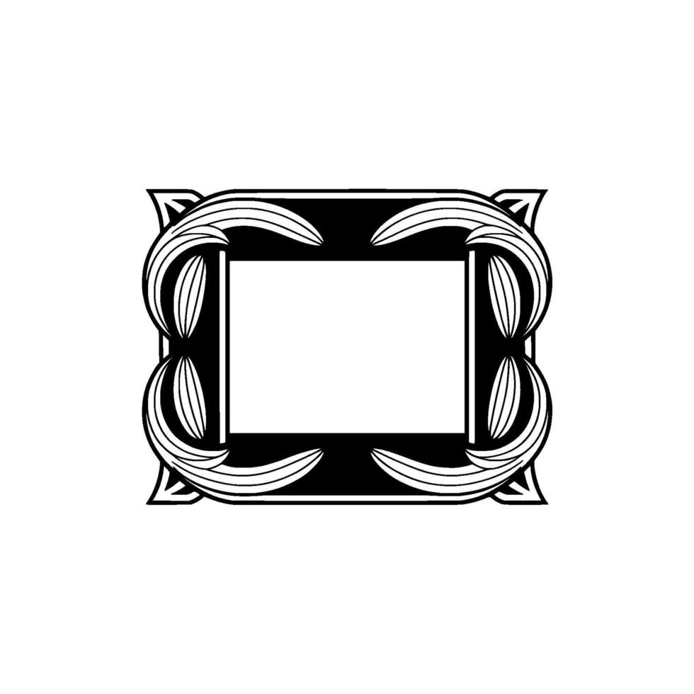 Art Deco Frame Silhouette, Elegant Black White Element vector