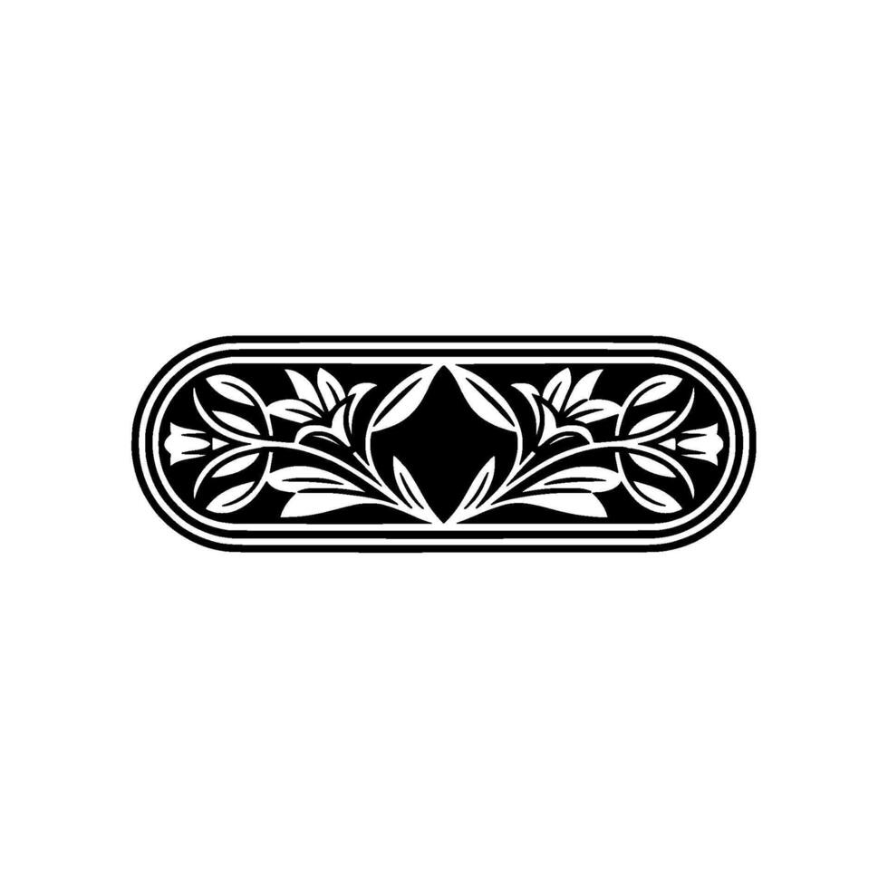 Elegant Floral Ornament in Black and Silver, Decorative Element vector