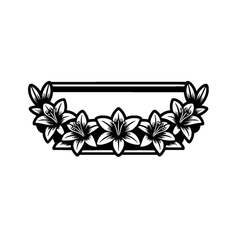 Elegant Floral Frame Silhouette, Black and White, Decorative Element vector