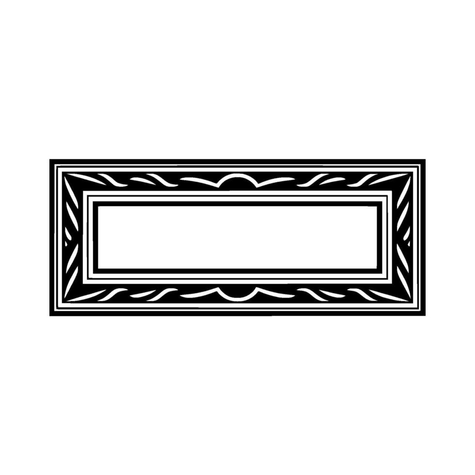 Elegant Black White Rectangular Decorative Frame on White Background vector