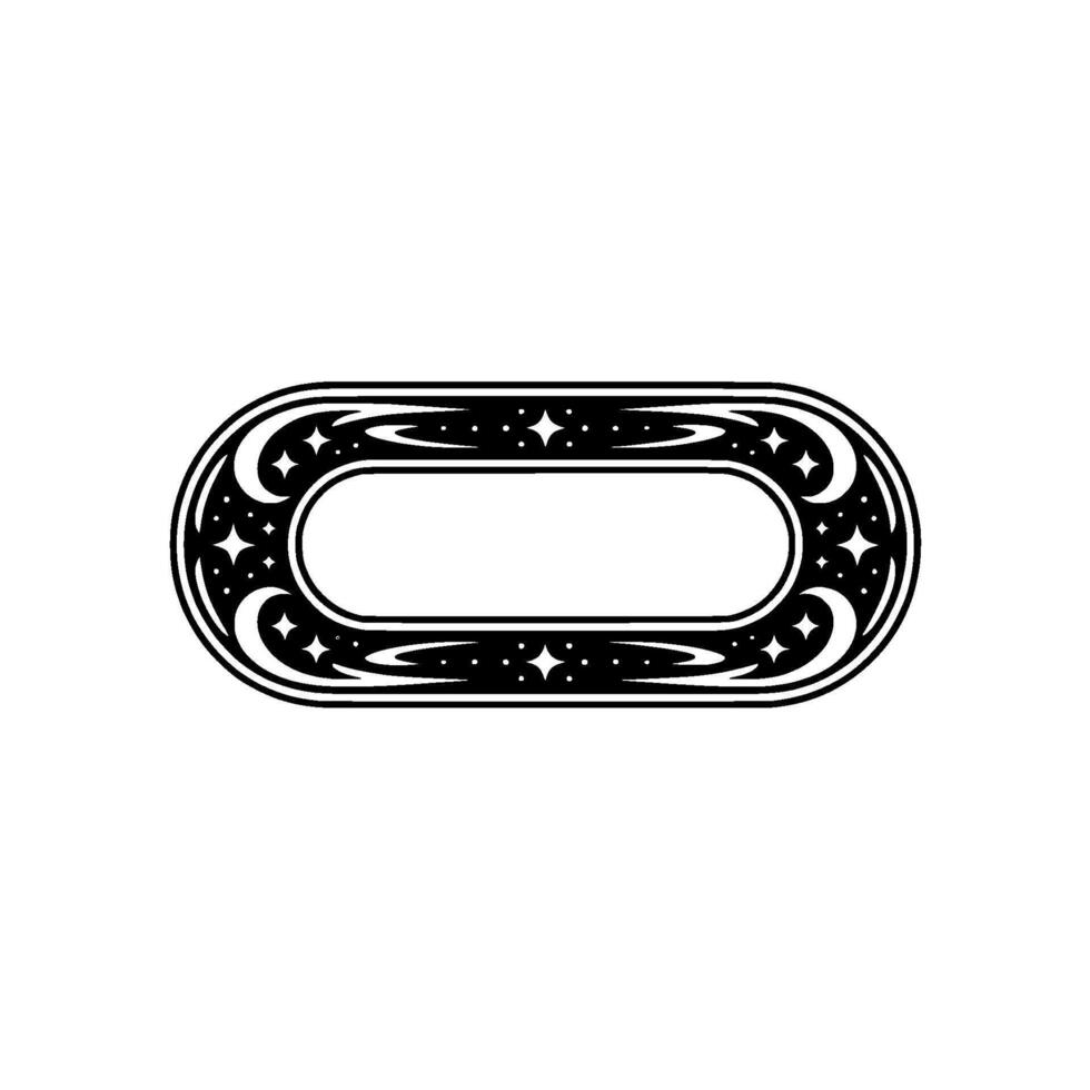 Decorative Oval Frame with Celestial Motifs on Cream Background vector