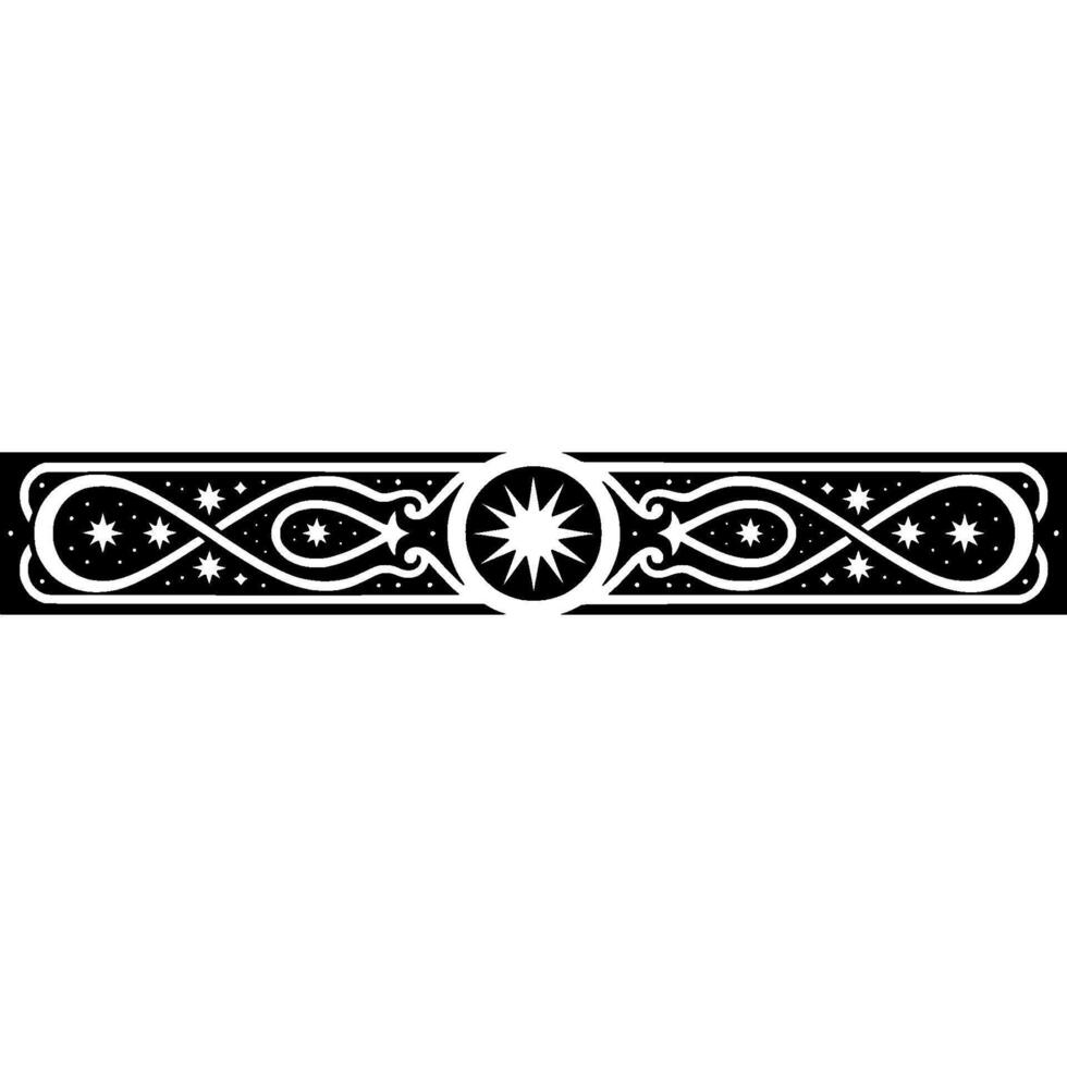 Celestial Ornament Border, Elegant on White vector