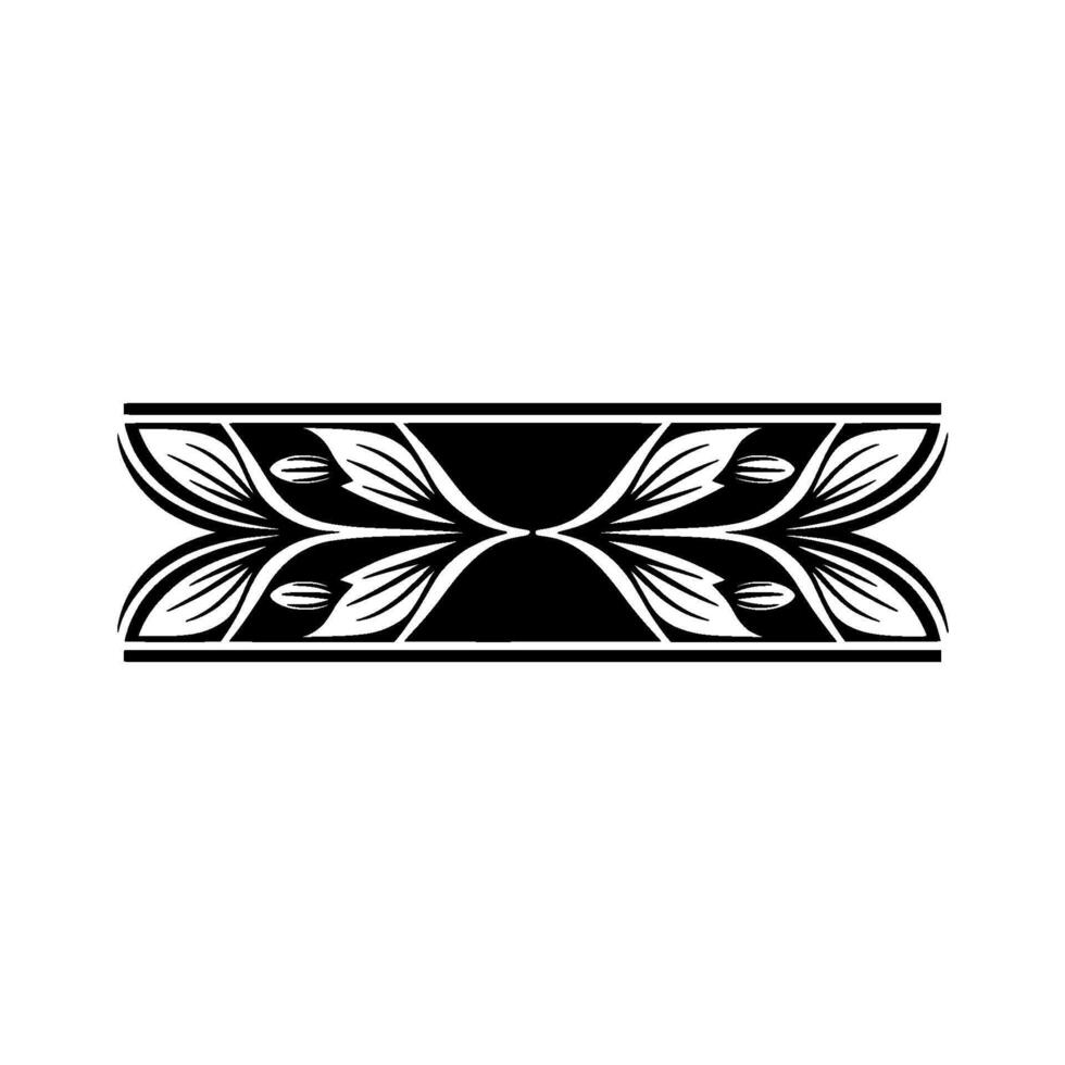 Abstract Floral Border in Black and White Decorative Element vector
