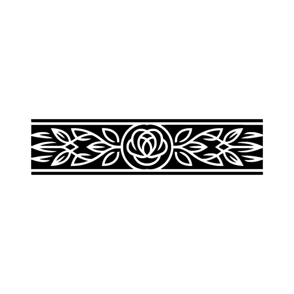 Elegant Floral Border Rose and Leaf Pattern in Black and White vector
