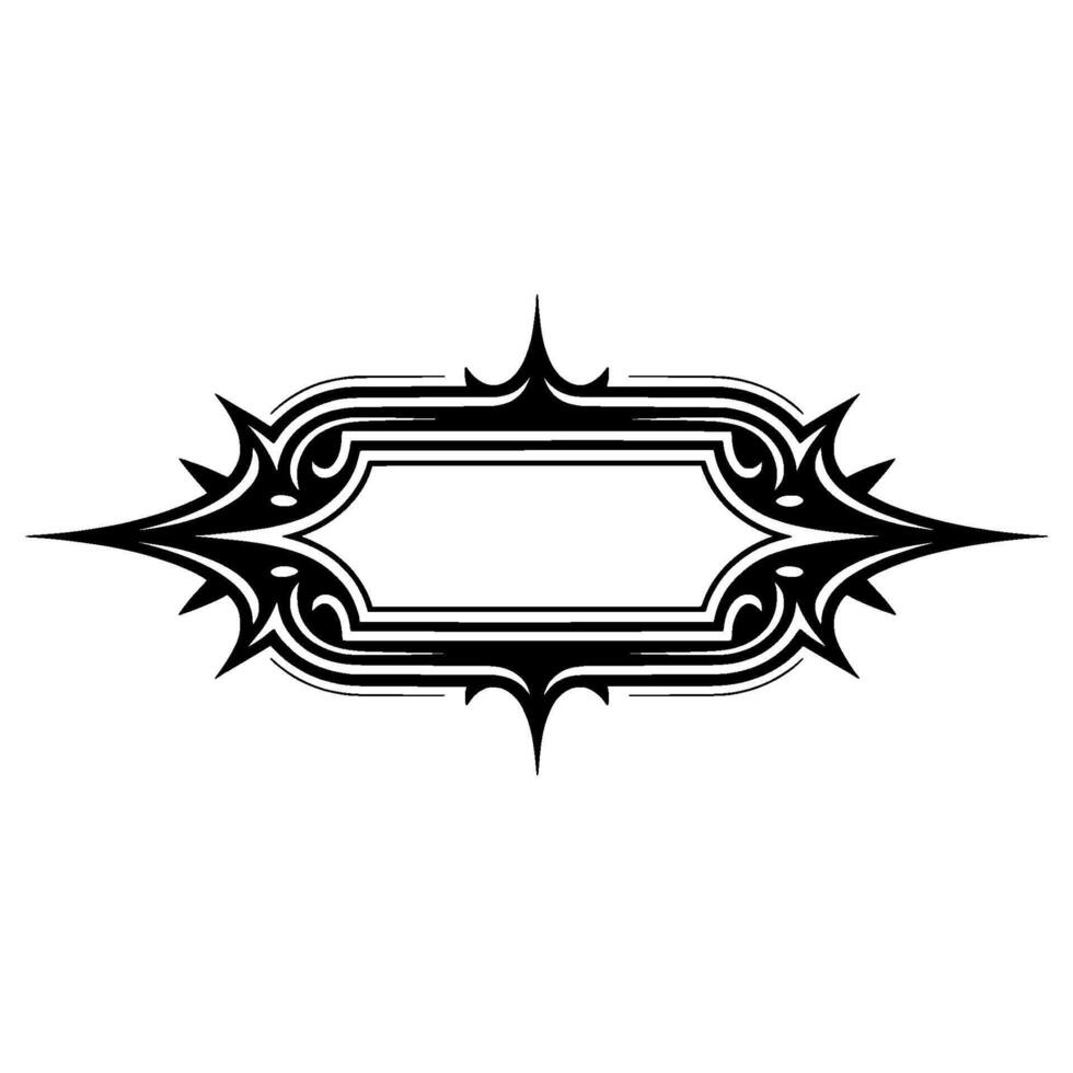 Tribal-Inspired Decorative Label with Spikes, Minimalist Art vector