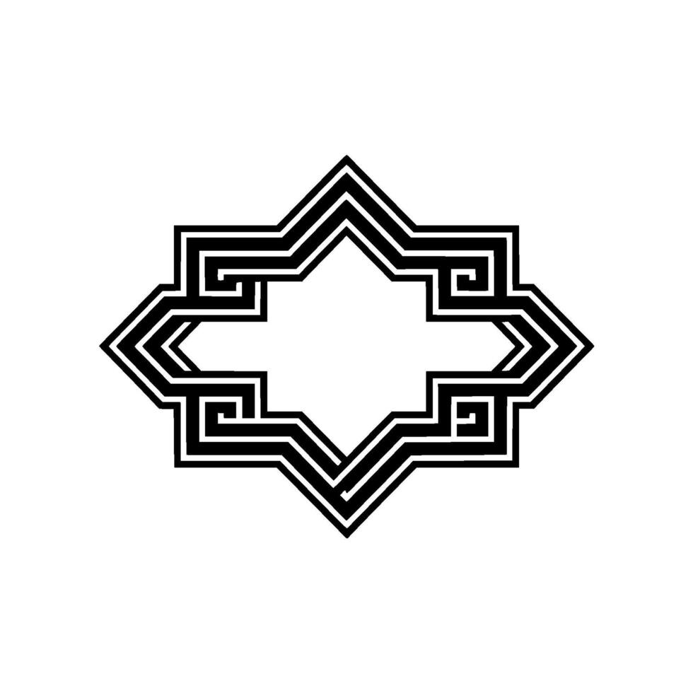 Geometric Art Deco Ornament Black White Arabesque on White vector