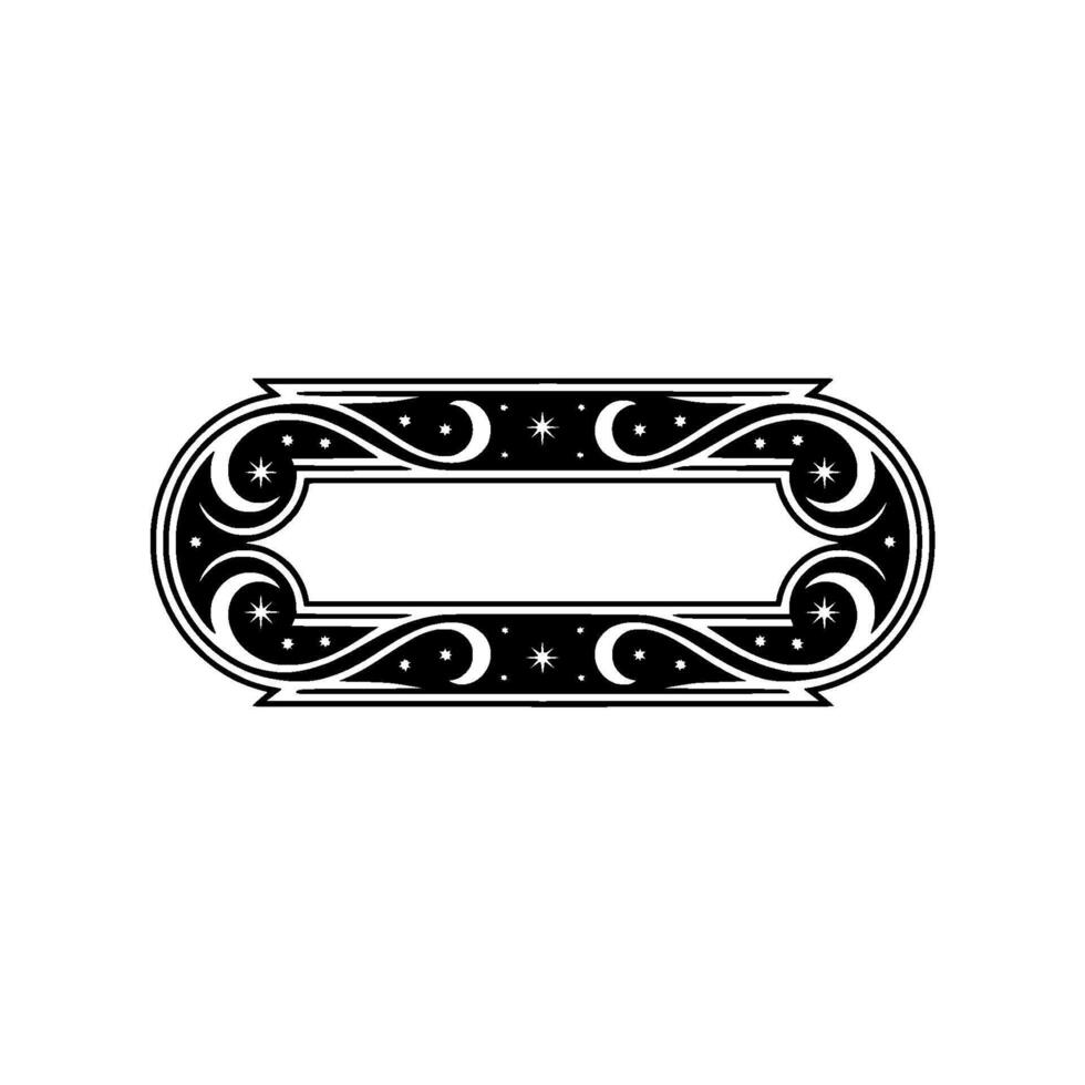 Elegant Celestial Frame Stars and Moons in Black and White vector