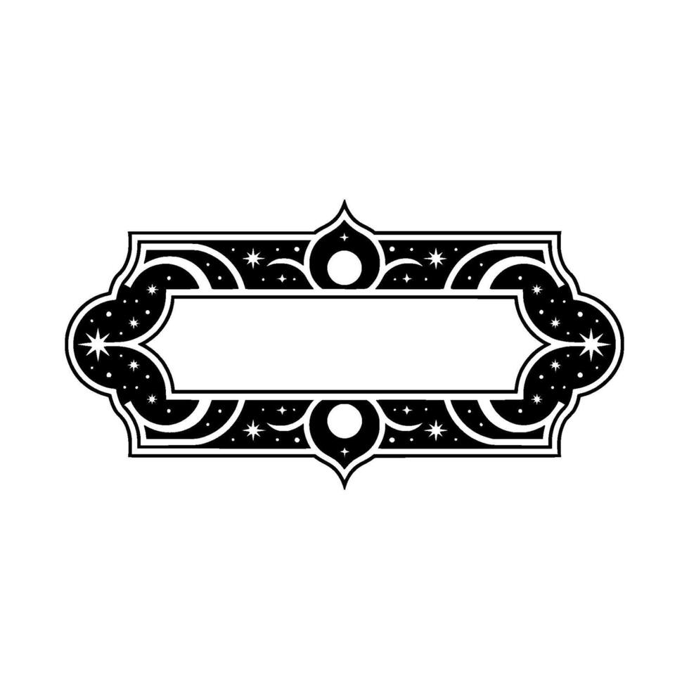 Celestial Frame Decorative Label or Badge, Black and White vector
