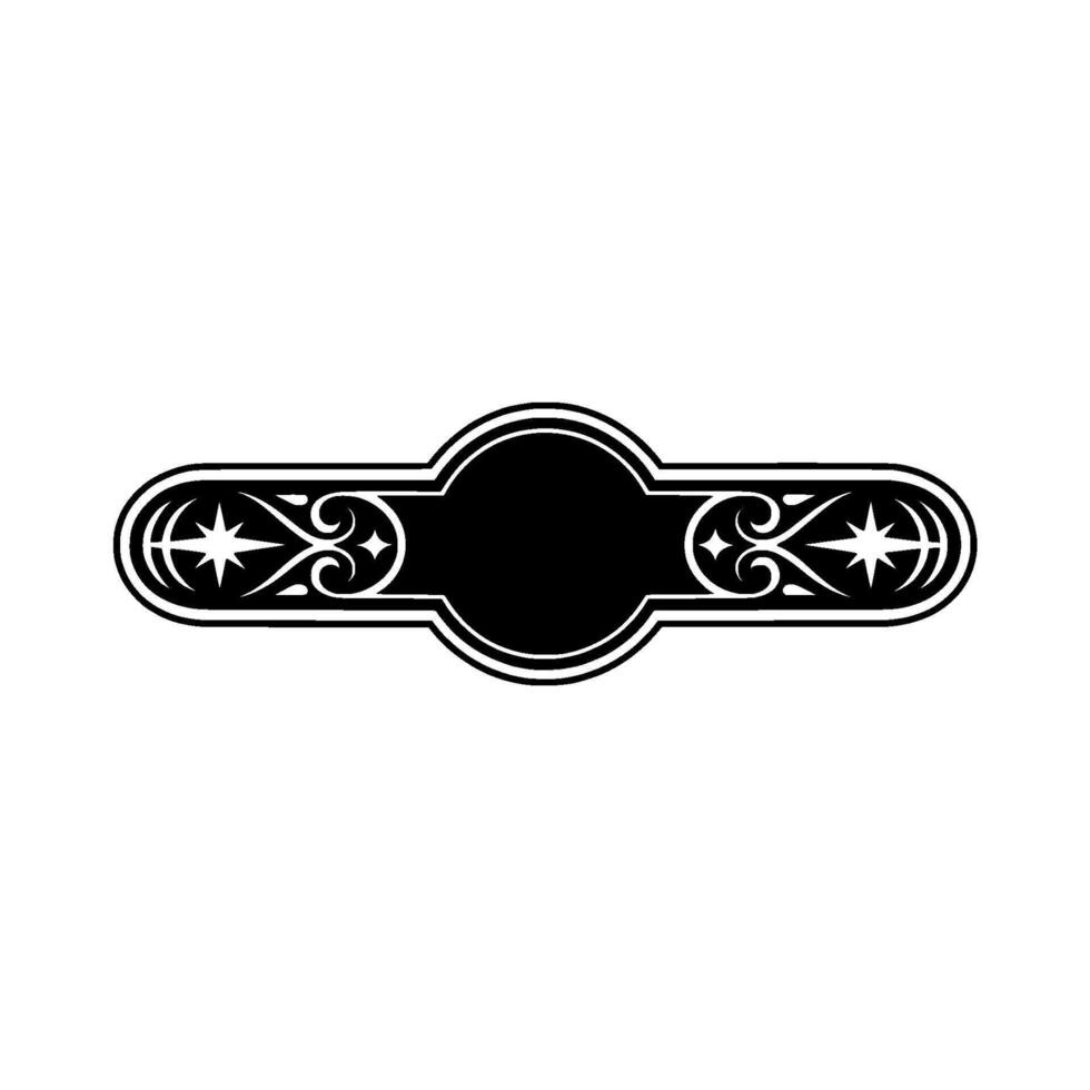 Ornate Black and White Plaque , Decorative Emblem vector