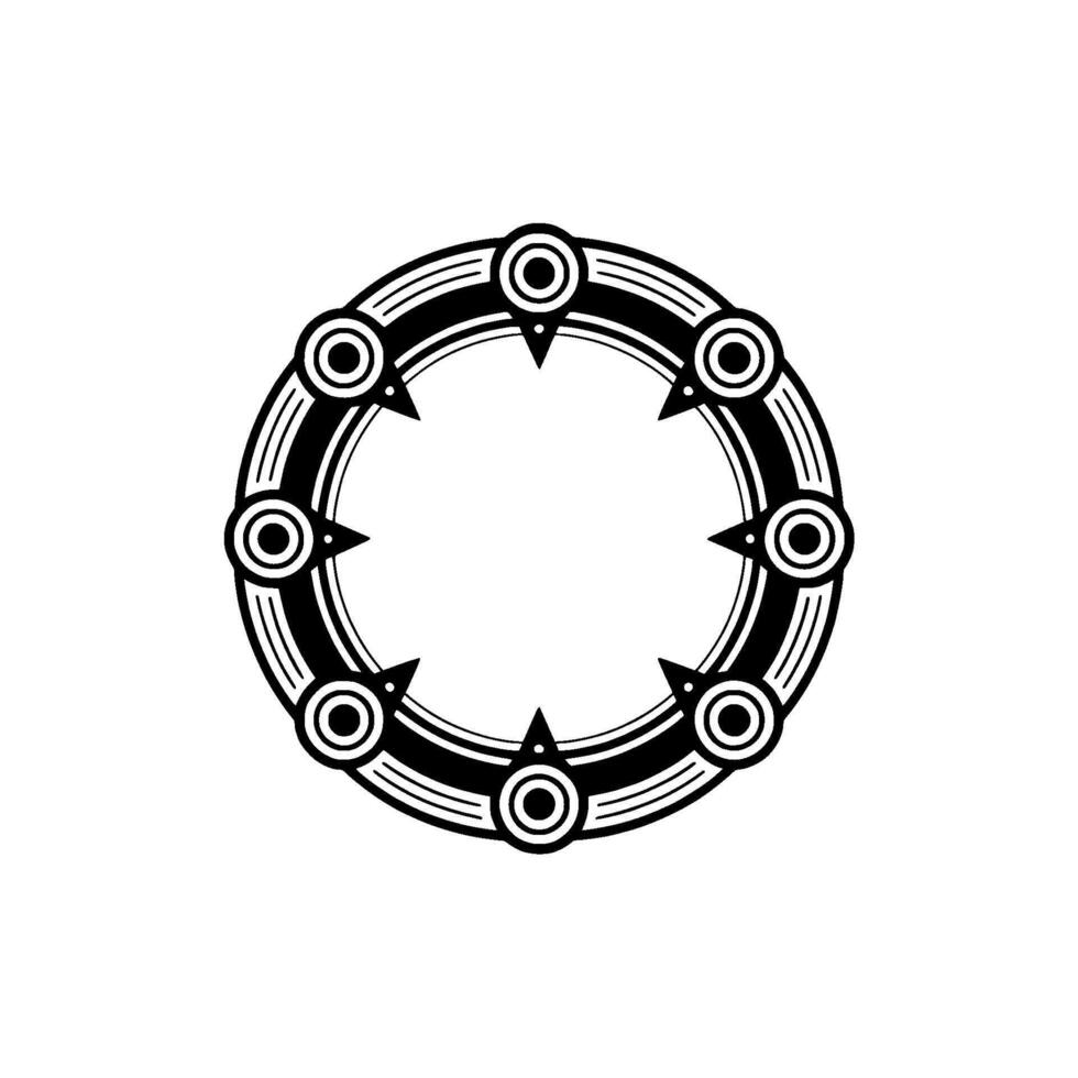 Geometric Black and White Circular Art Deco Ornament vector