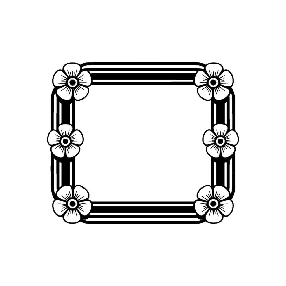 Floral Art Deco Border Black and White Decorative Frame vector