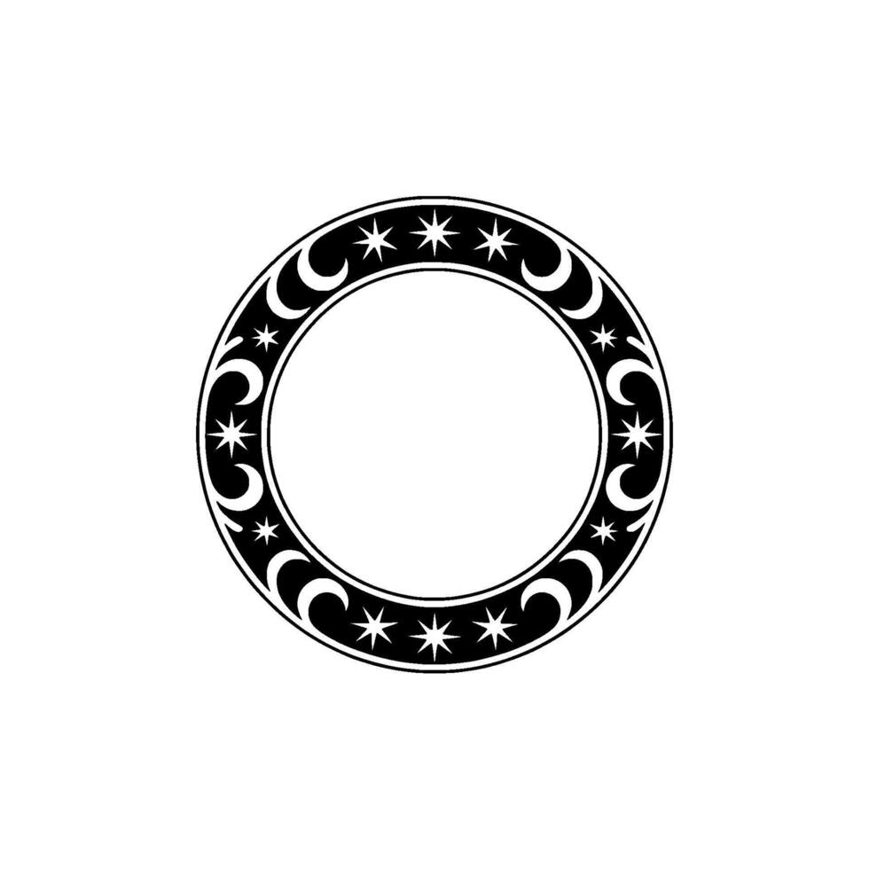 Celestial Circle Frame with Stars and Moons - Minimalist vector