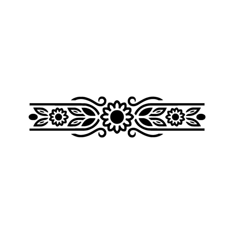 Elegant Floral Border , Black and White, Isolated on White vector