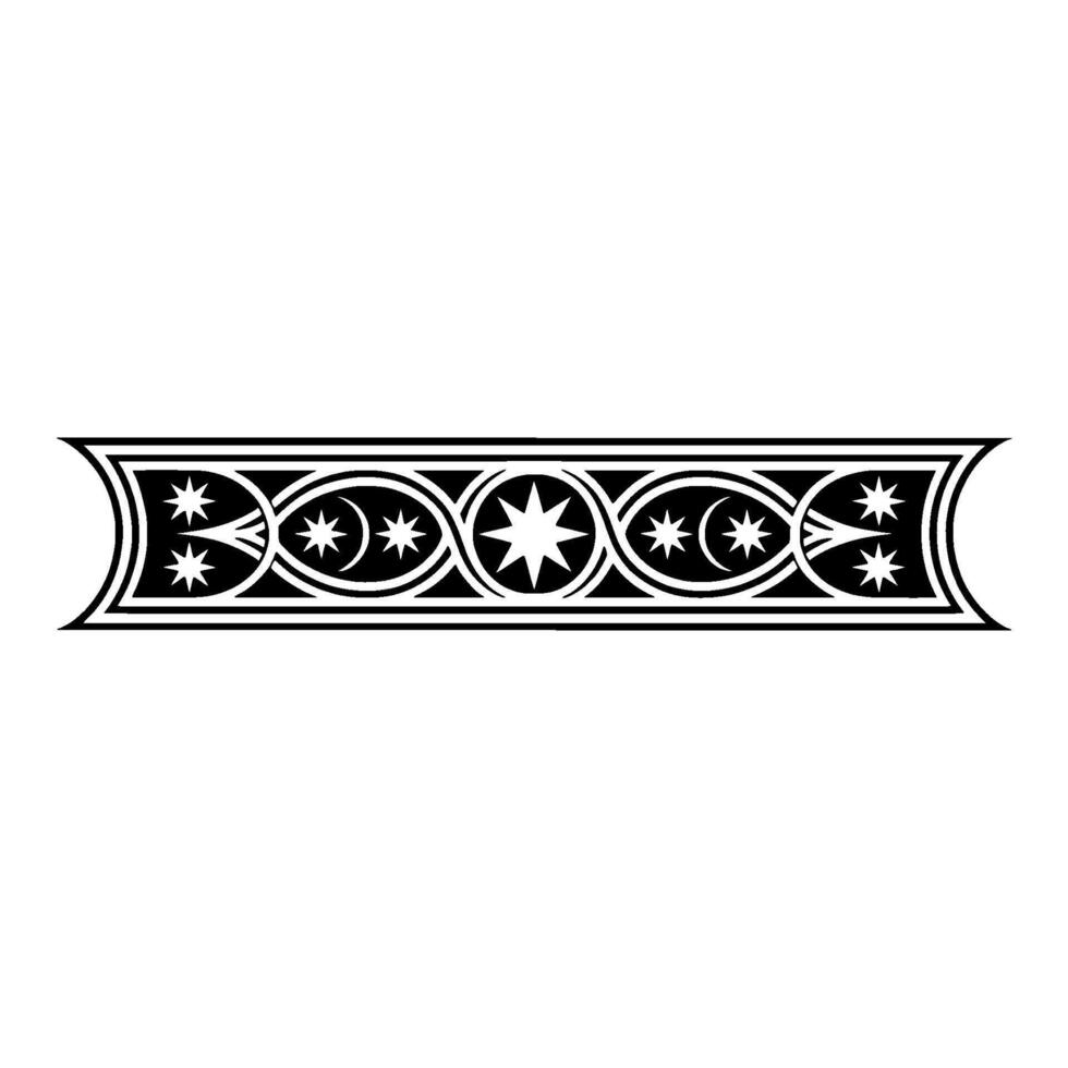 Celestial Border Stars and Crescents, Black and White vector