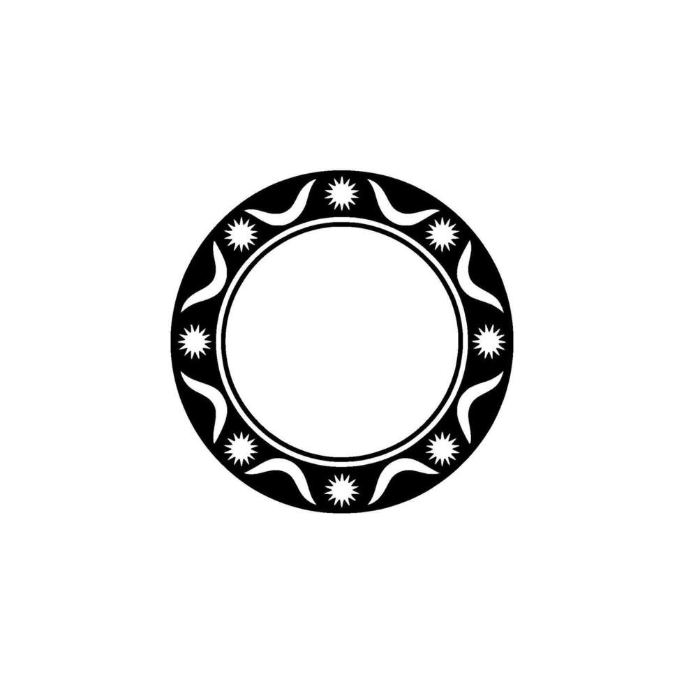 Minimalist Circular Emblem with Starbursts and Curves vector