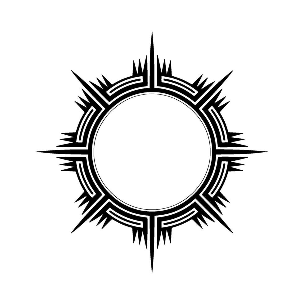 Geometric Sunburst Frame, Minimalist Black White vector