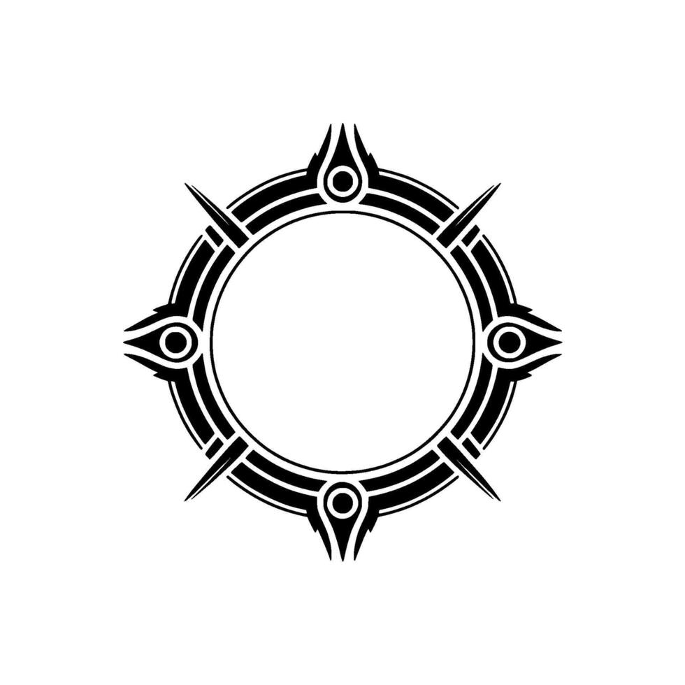 Tribal Circle with Spikes Eye Motifs - Illustration vector
