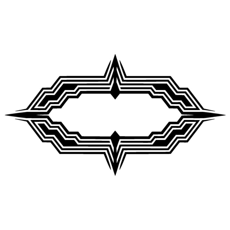 Modern Geometric Ornament Black White Linear on White vector
