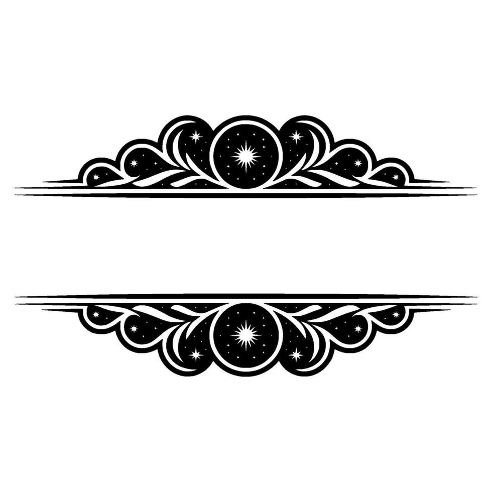 Celestial Frame Elegant Black and White Decorative Element vector