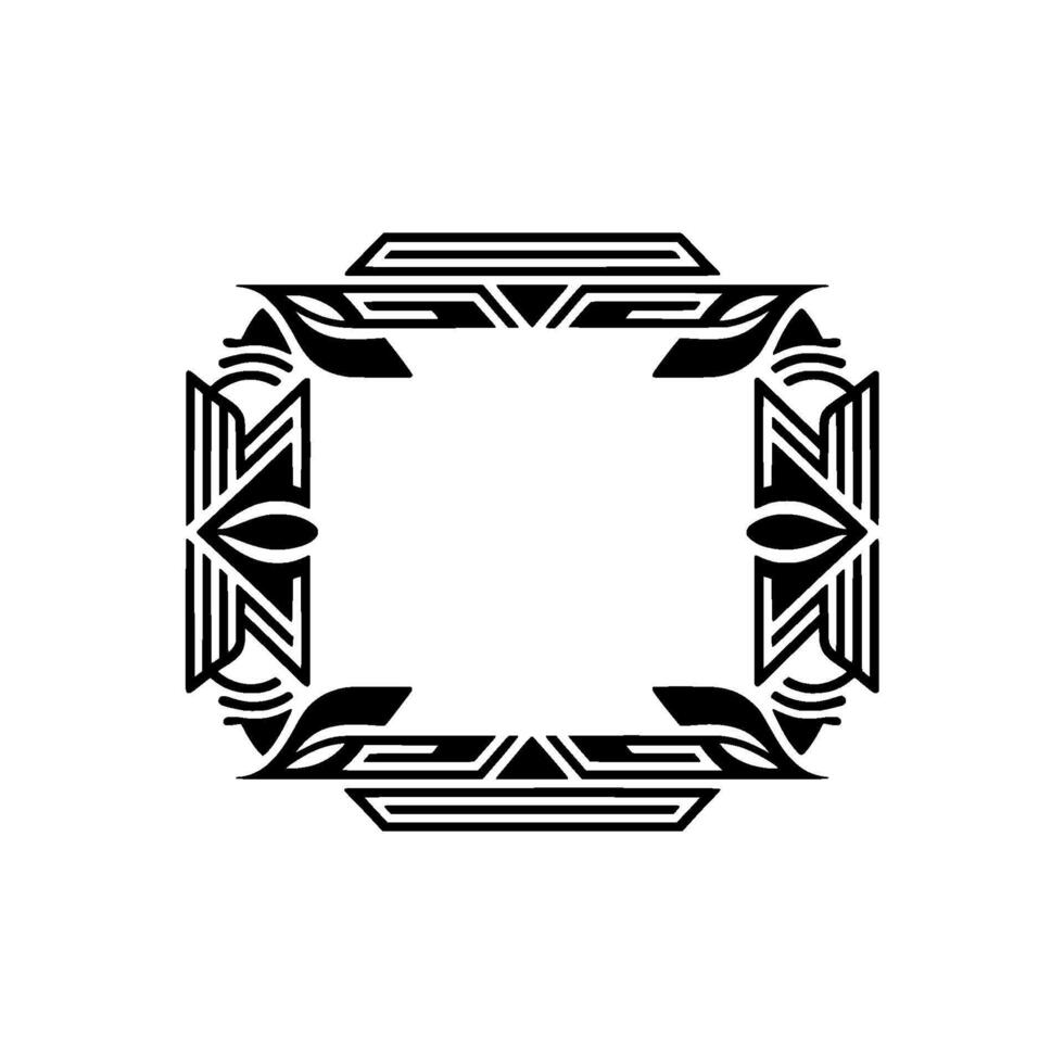Art Deco Border, Black on White, Geometric Frame vector