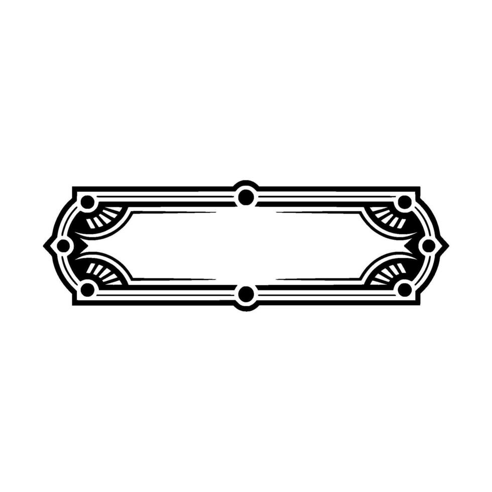 Elegant Art Deco Label Frame, Black on White, Decorative Border vector