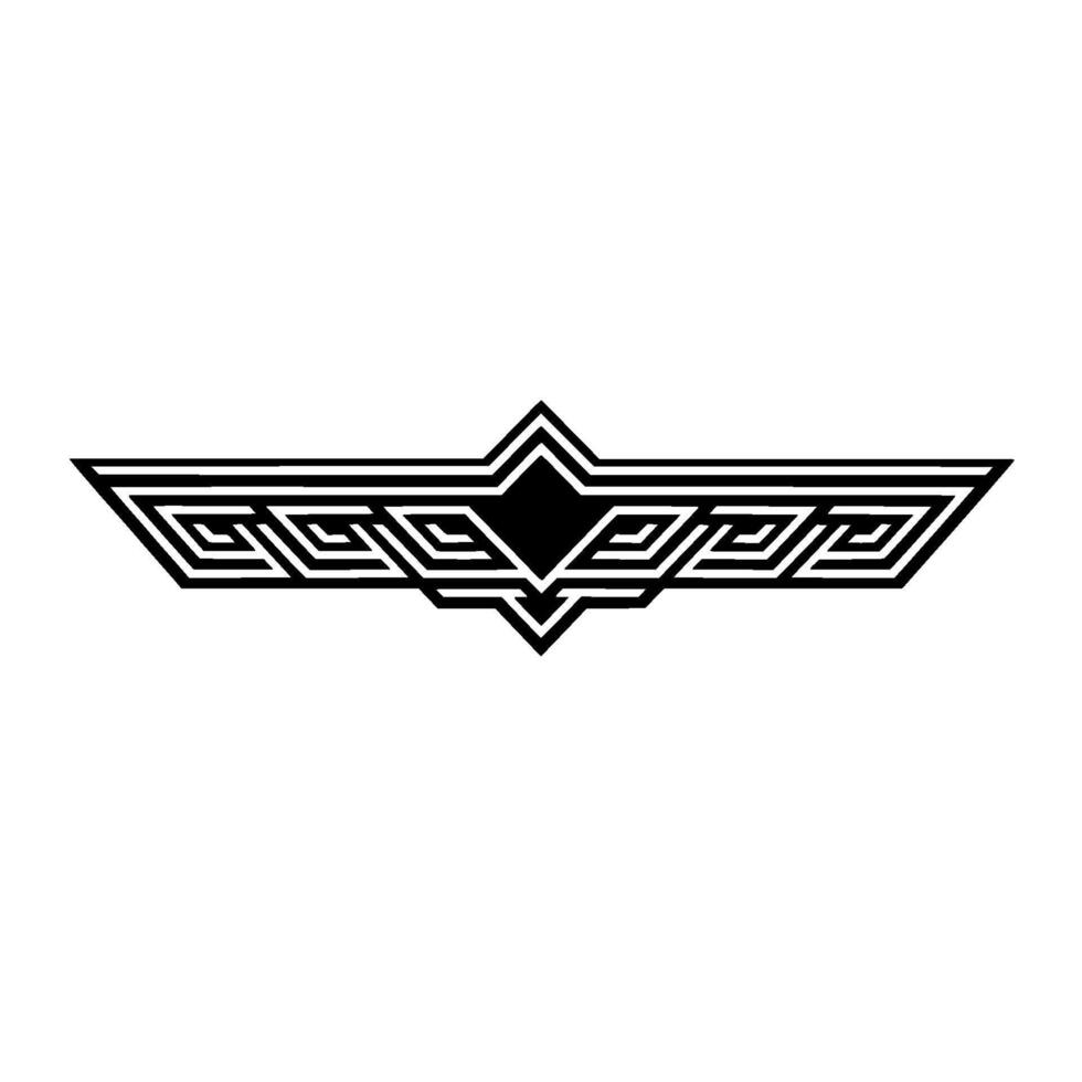 Geometric Emblem Art Deco-Inspired Winged on White vector