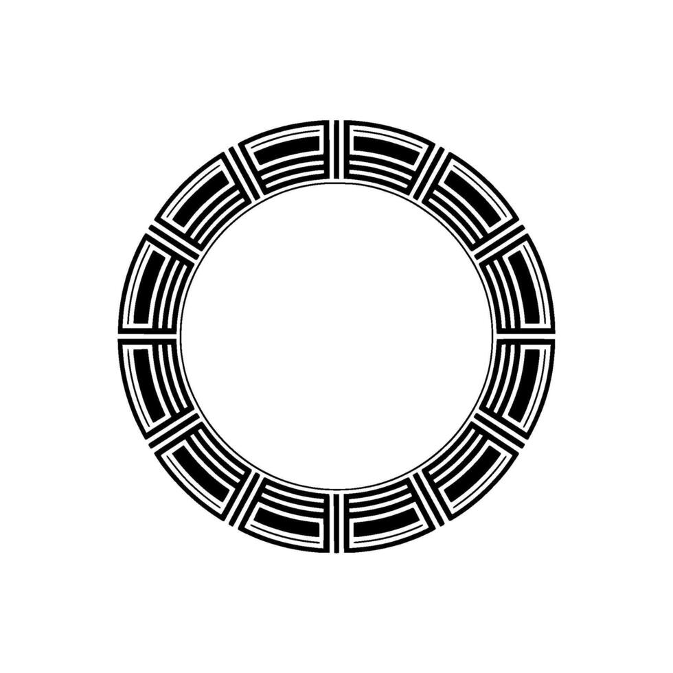 Abstract Geometric Circle in Black and Silver on White vector