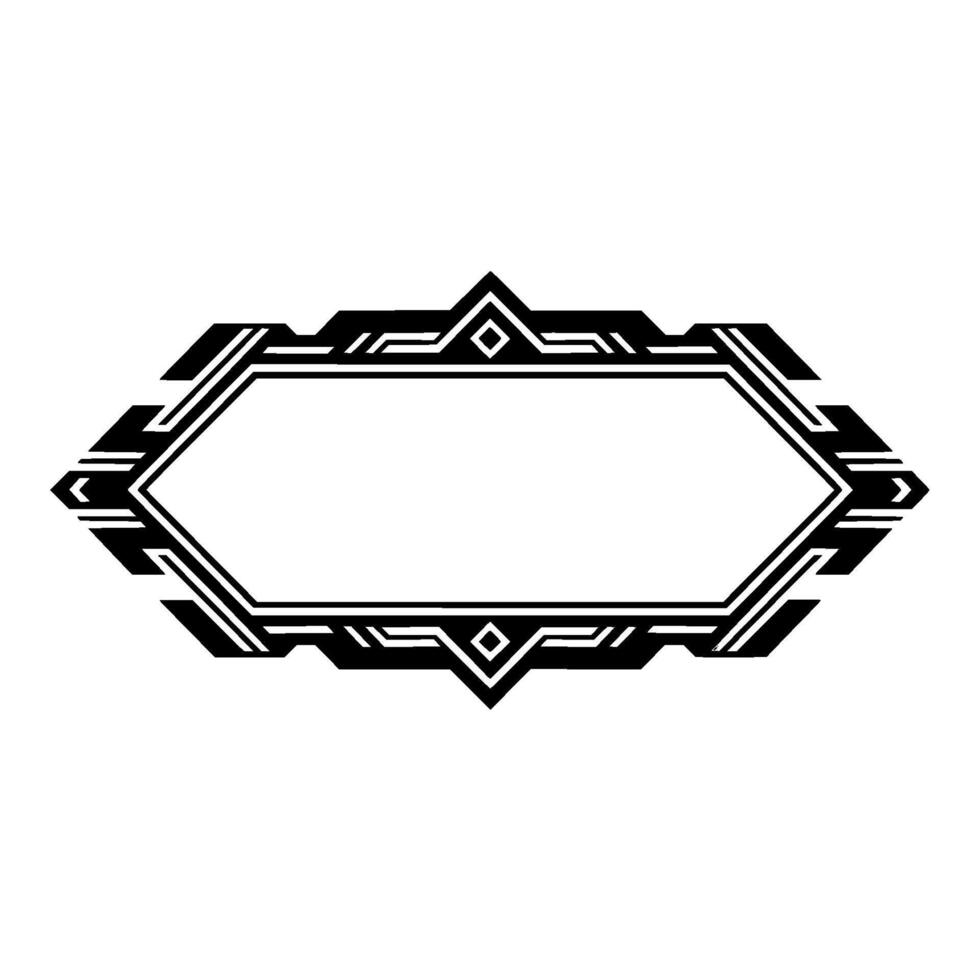 Art Deco Hexagon Frame with Silver and Black Details vector