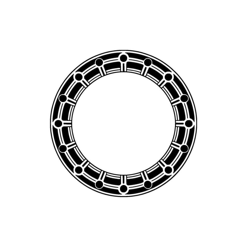 Geometric Black White Circular Frame, Art Deco Element vector