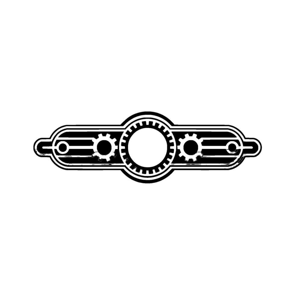 Steampunk Emblem Geometric Cogwheel in Monochrome vector