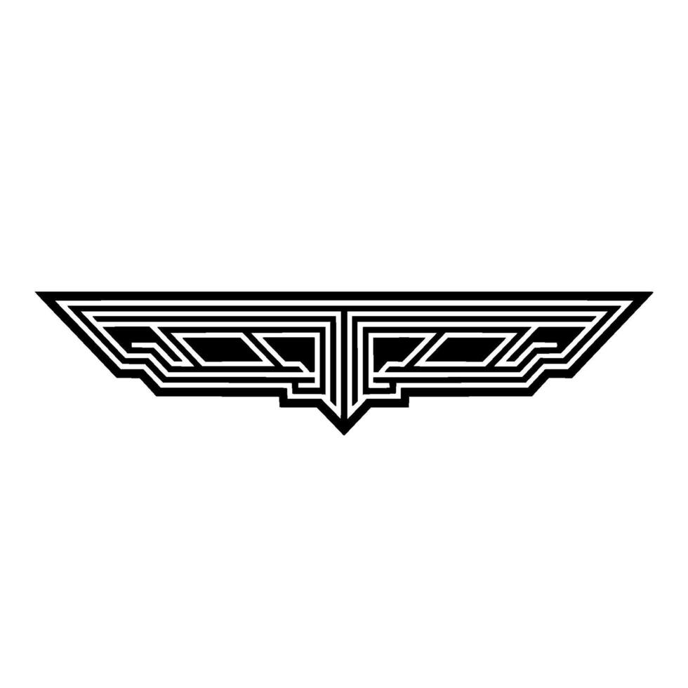 Geometric Wing , Art Deco Style, Black on White Background vector