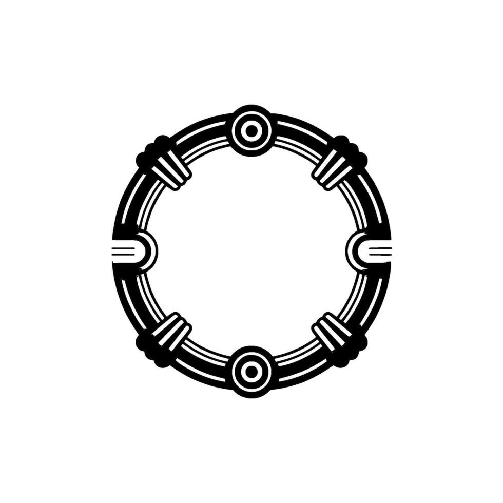 Art Deco Ring Frame Minimalist Black Silver Circular vector